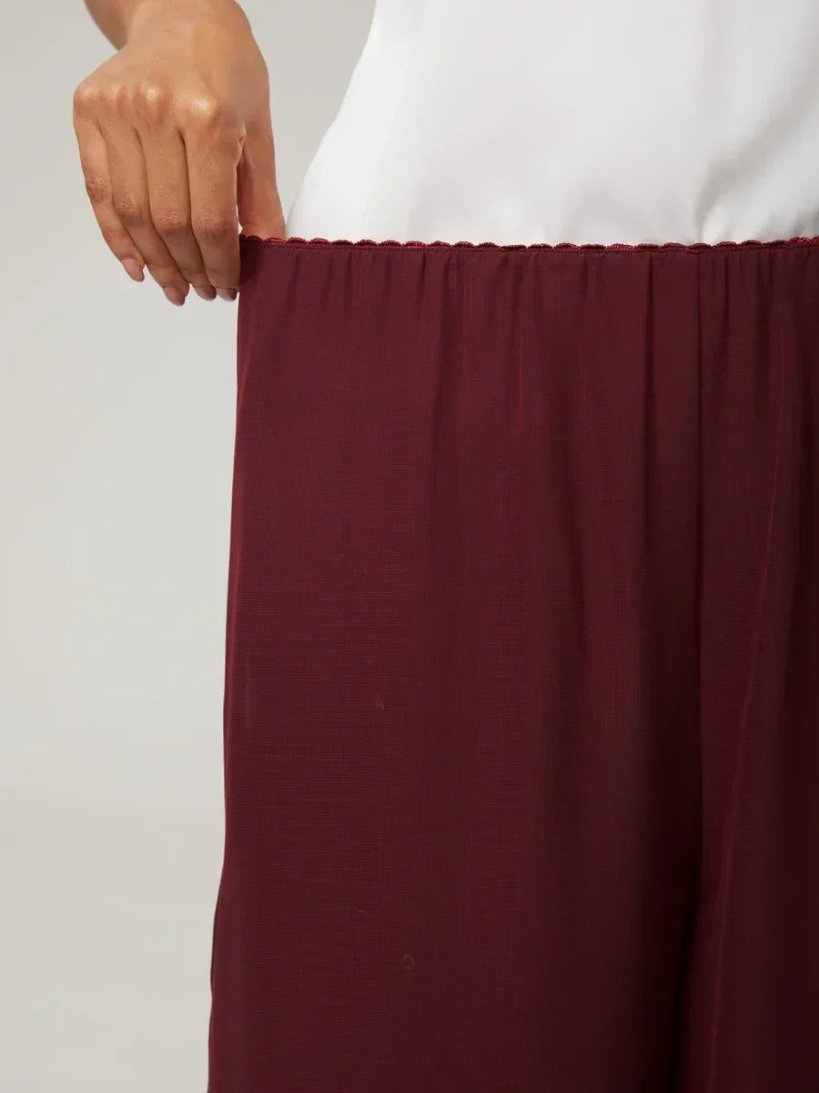 Straight Leg Pant With Chiffon Split Leg Overlay