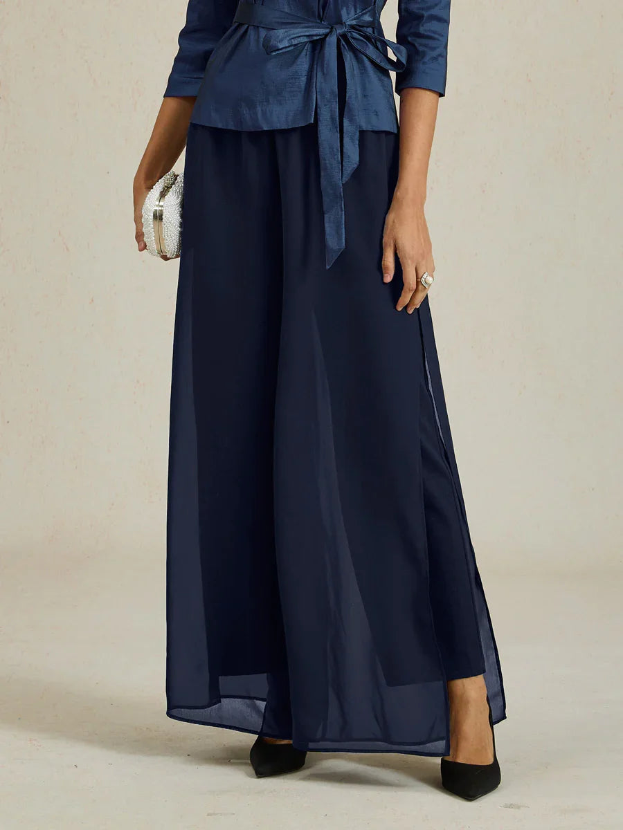 Pantalon uni à jambe large et taille haute
