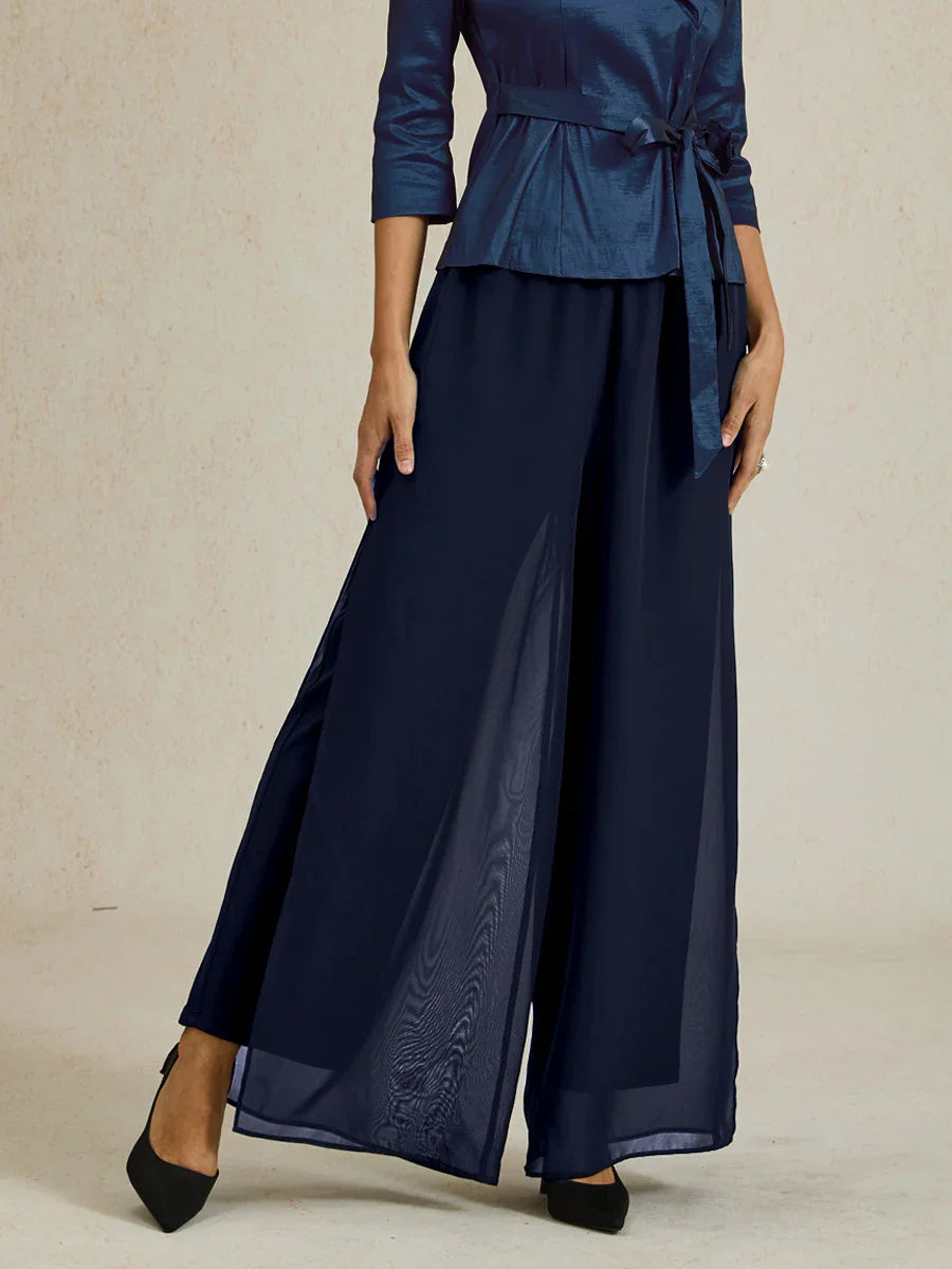 Pantalon uni à jambe large et taille haute