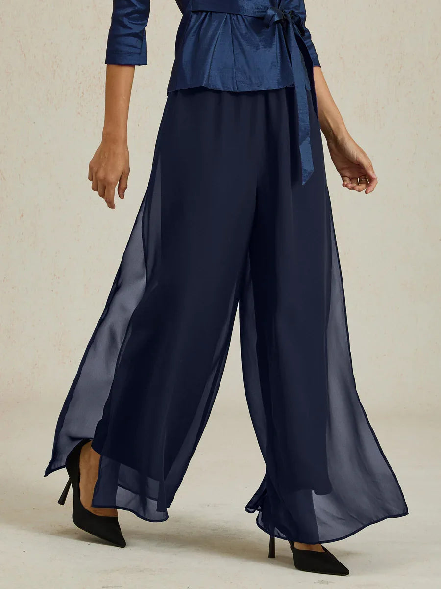 Pantalon uni à jambe large et taille haute
