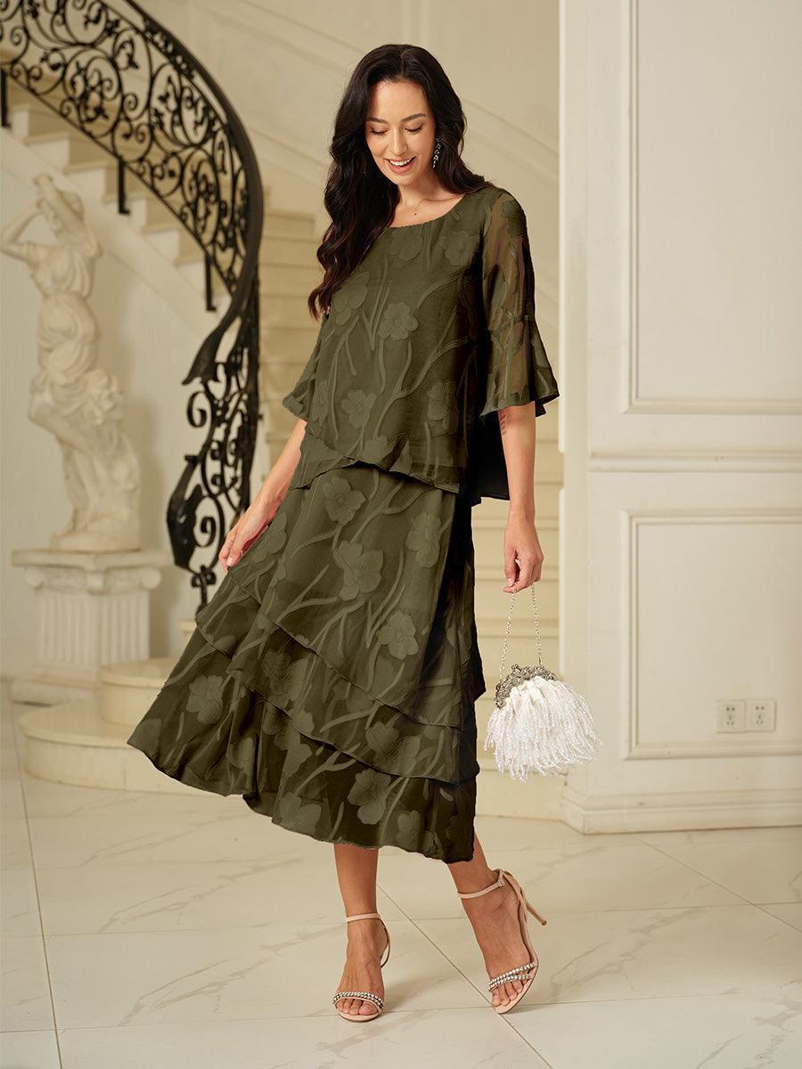 Floral Chiffon Midi Skirt