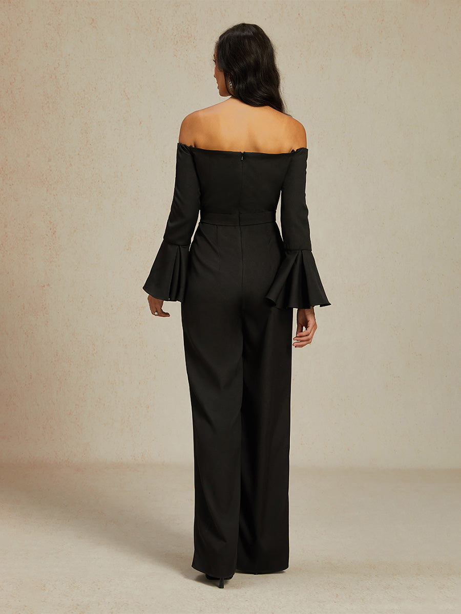 Off-Shoulder Ruffle Wide-Leg Jumpsuit