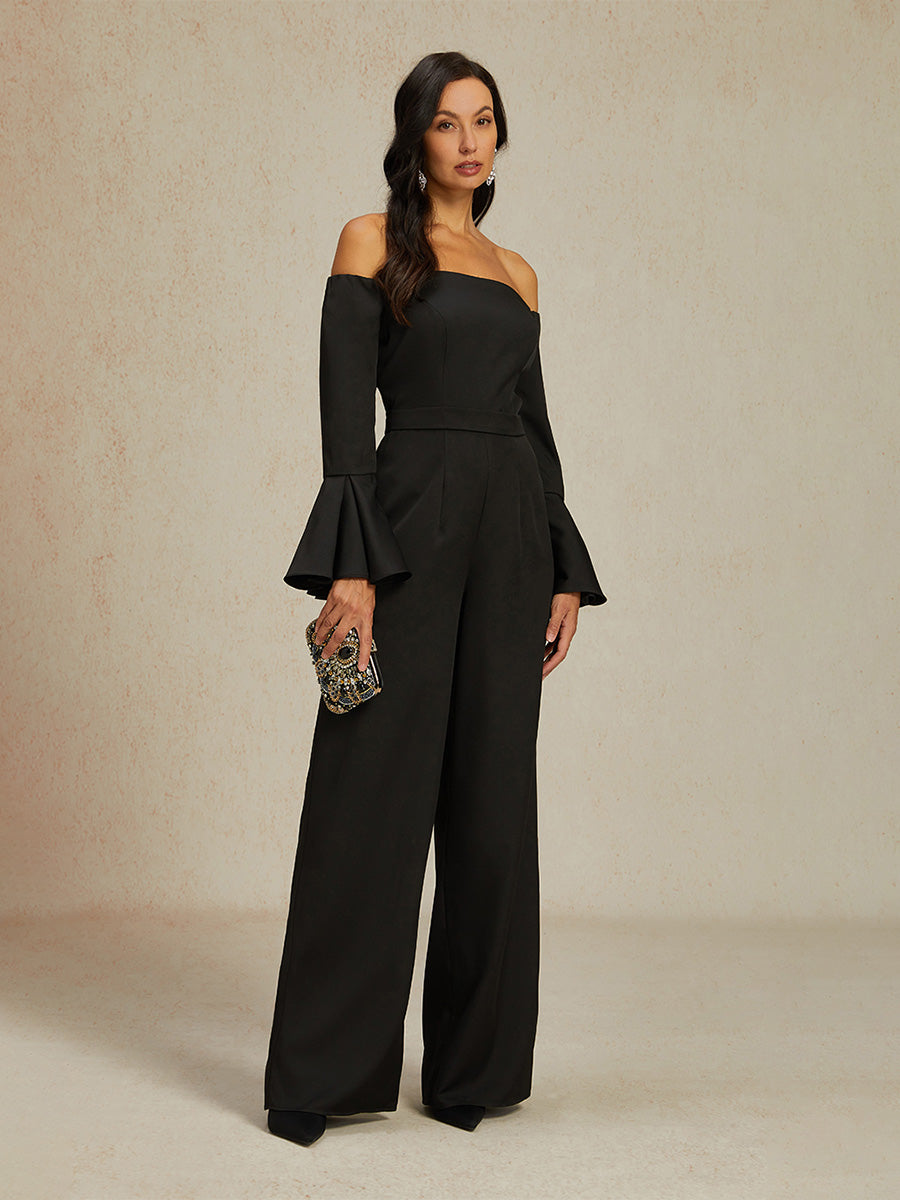 Off-Shoulder Ruffle Wide-Leg Jumpsuit