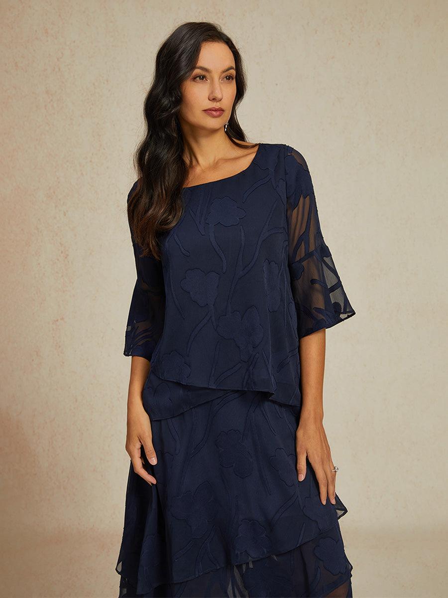 Dressy Chiffon Asymmetric Hem Blouse