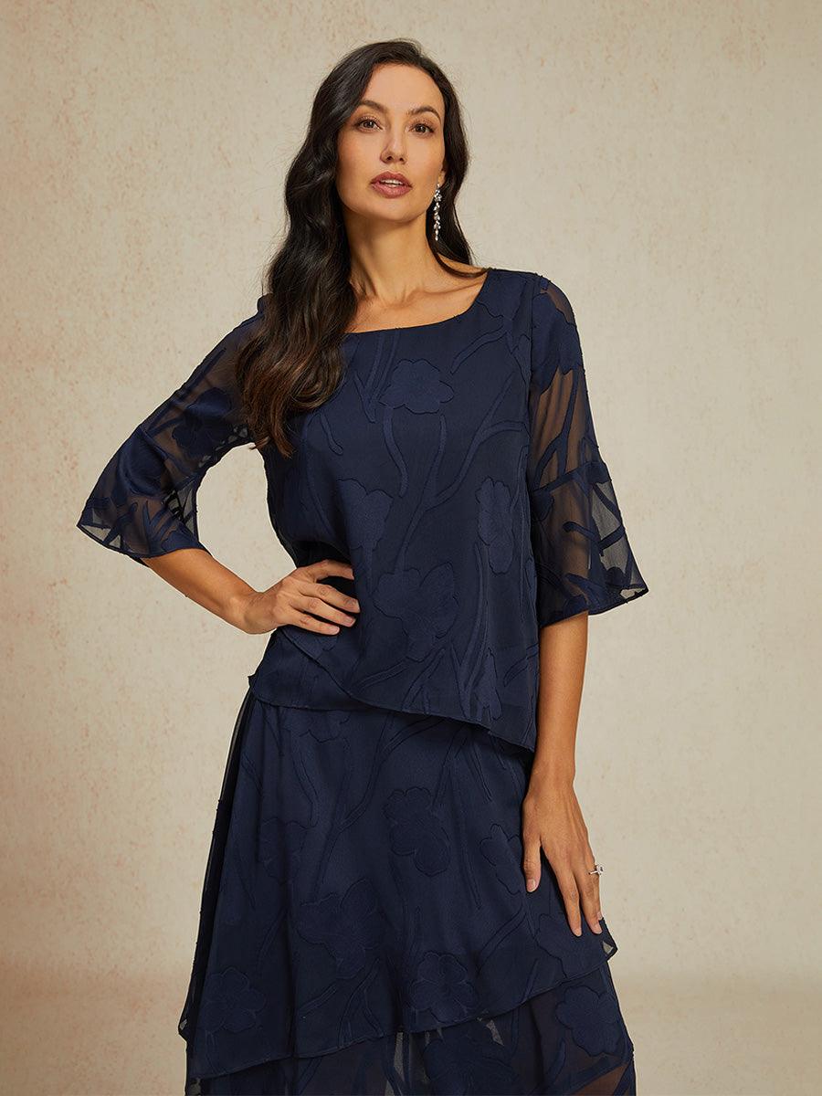 Dressy Chiffon Asymmetric Hem Blouse
