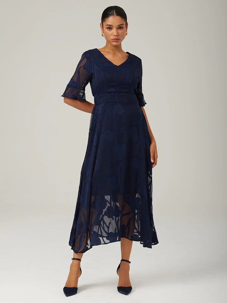 Ruffle Flutter Kant Maxi Jurk