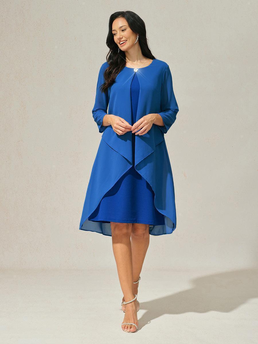 Robe en mousseline de soie verte à manches cape superposées