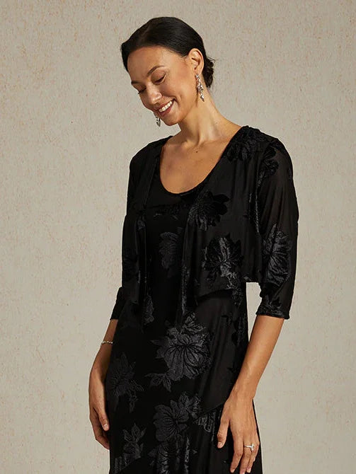 Cardigan à manches 3/4 en mousseline transparente à fleurs