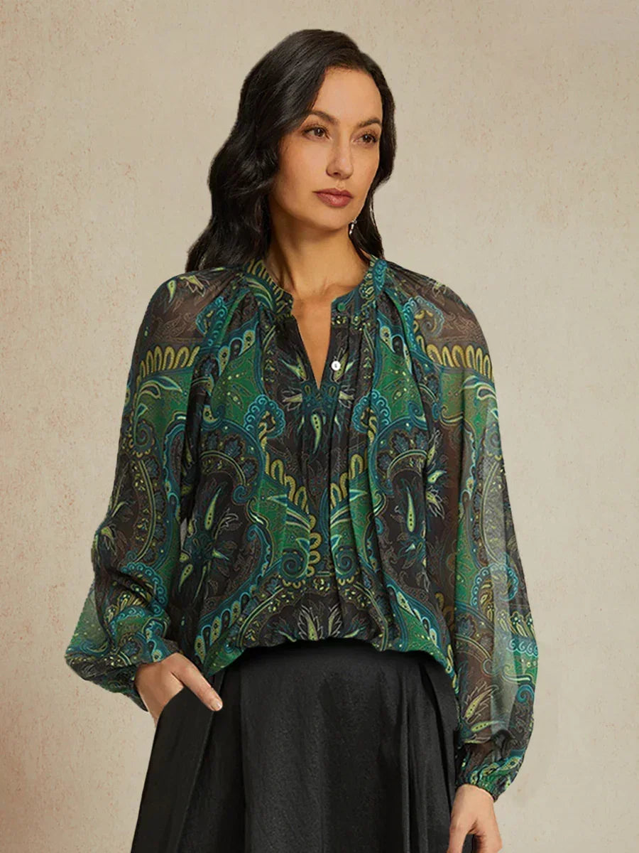 Elegant Boho Chiffon Ruffle Sleeve Blouse