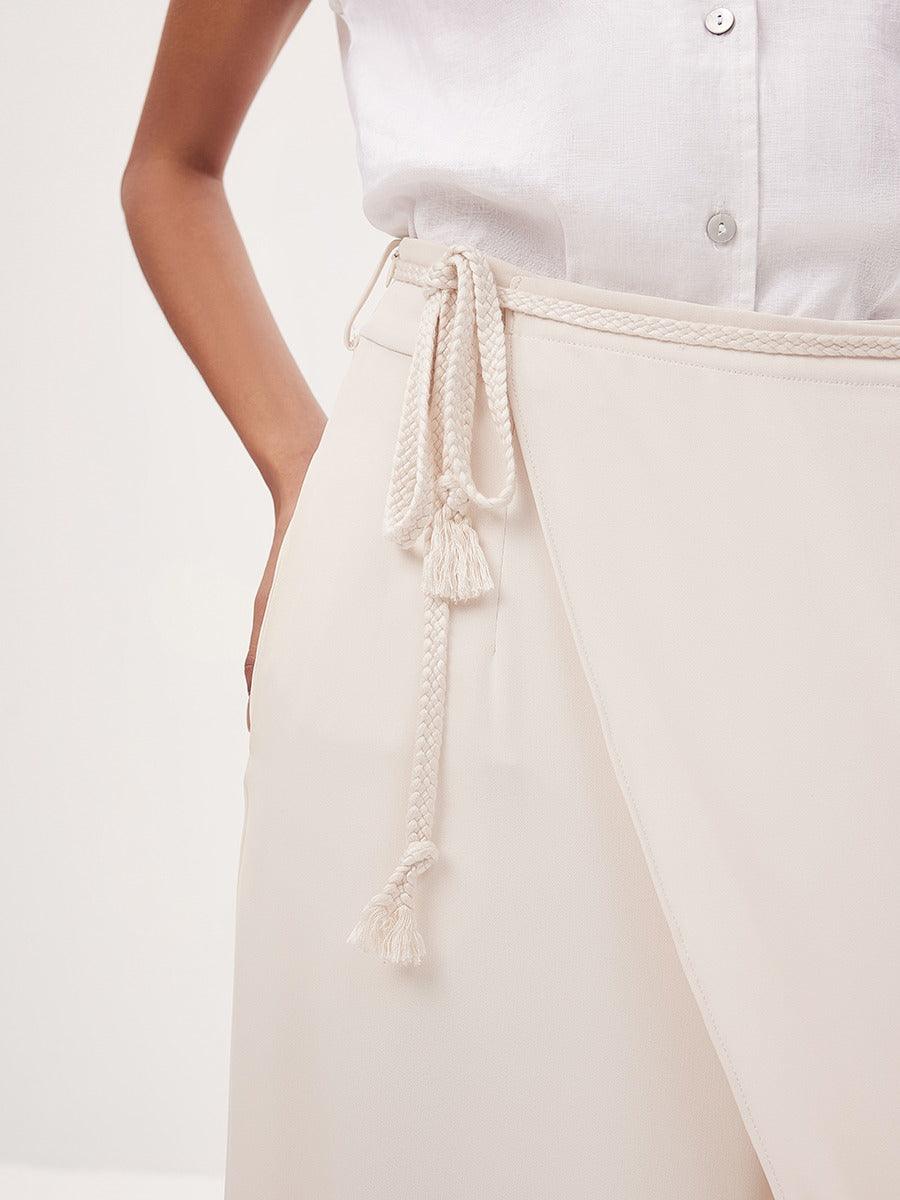 Asymmetrical Mid-Waist Wide-Leg Trousers