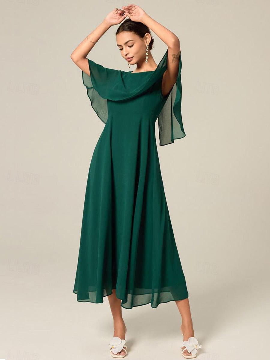 Elegant Ruffle Chiffon Dress