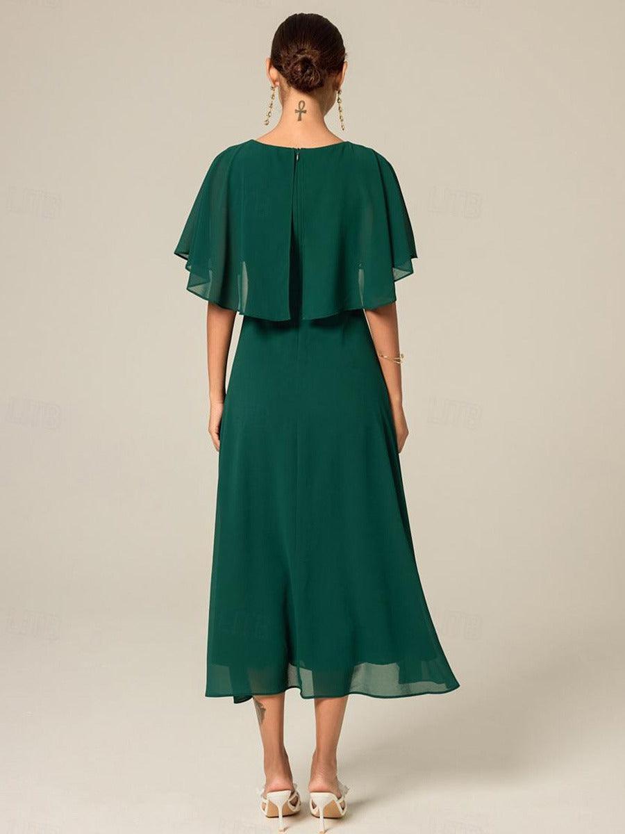 Elegant Ruffle Chiffon Dress