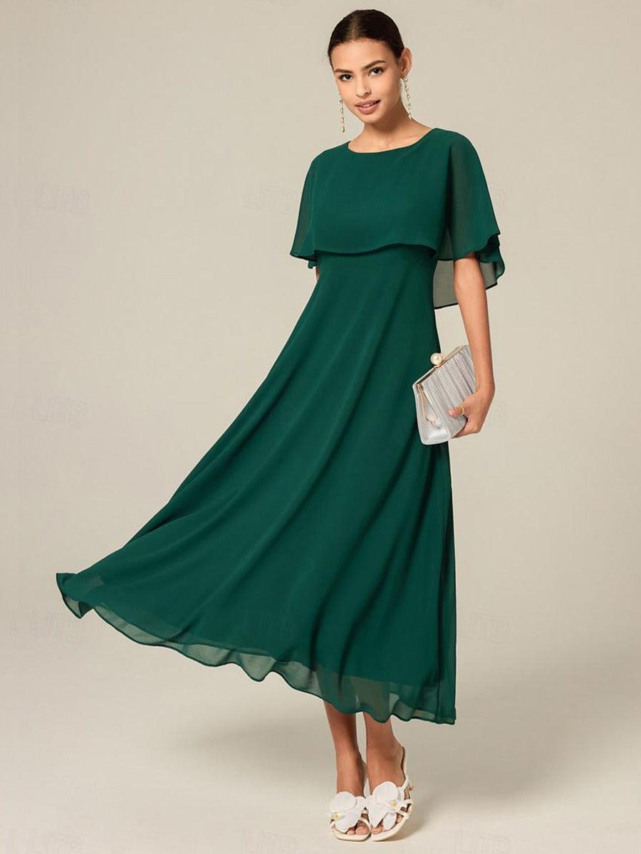 Elegant Ruffle Chiffon Dress