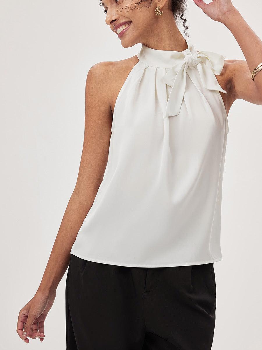 Bluse mit Rundhalsausschnitt und halblangen Ärmeln und Patchwork-Spitze