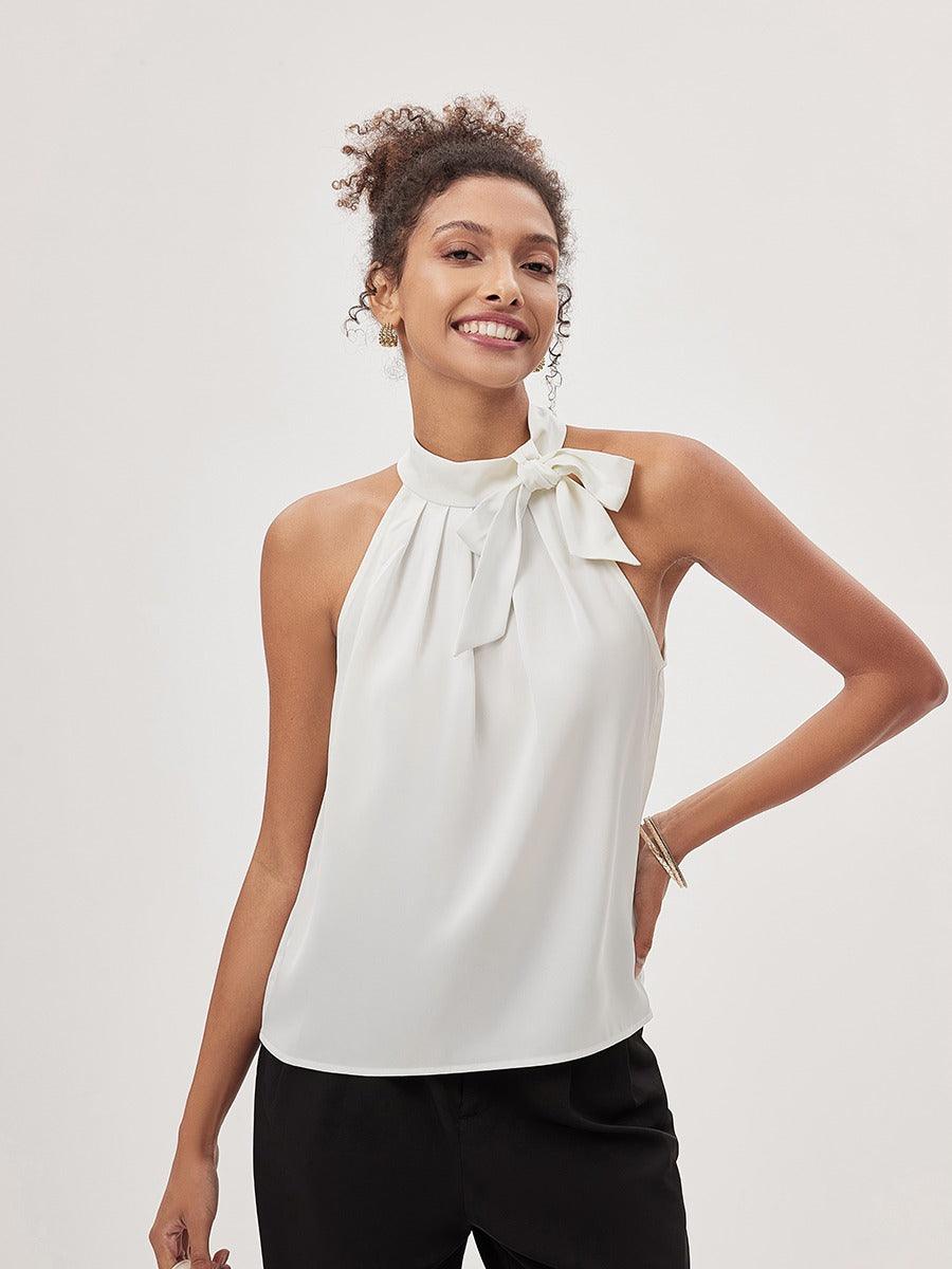 Bluse mit Rundhalsausschnitt und halblangen Ärmeln und Patchwork-Spitze
