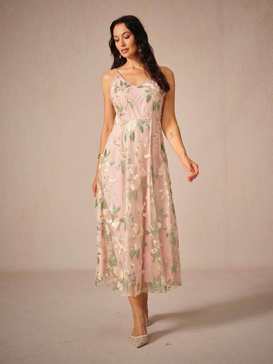 Floral Lace Embroidered Dress With Chiffon Jacket