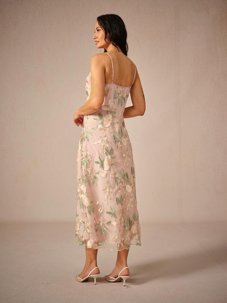 Floral Lace Embroidered Dress With Chiffon Jacket