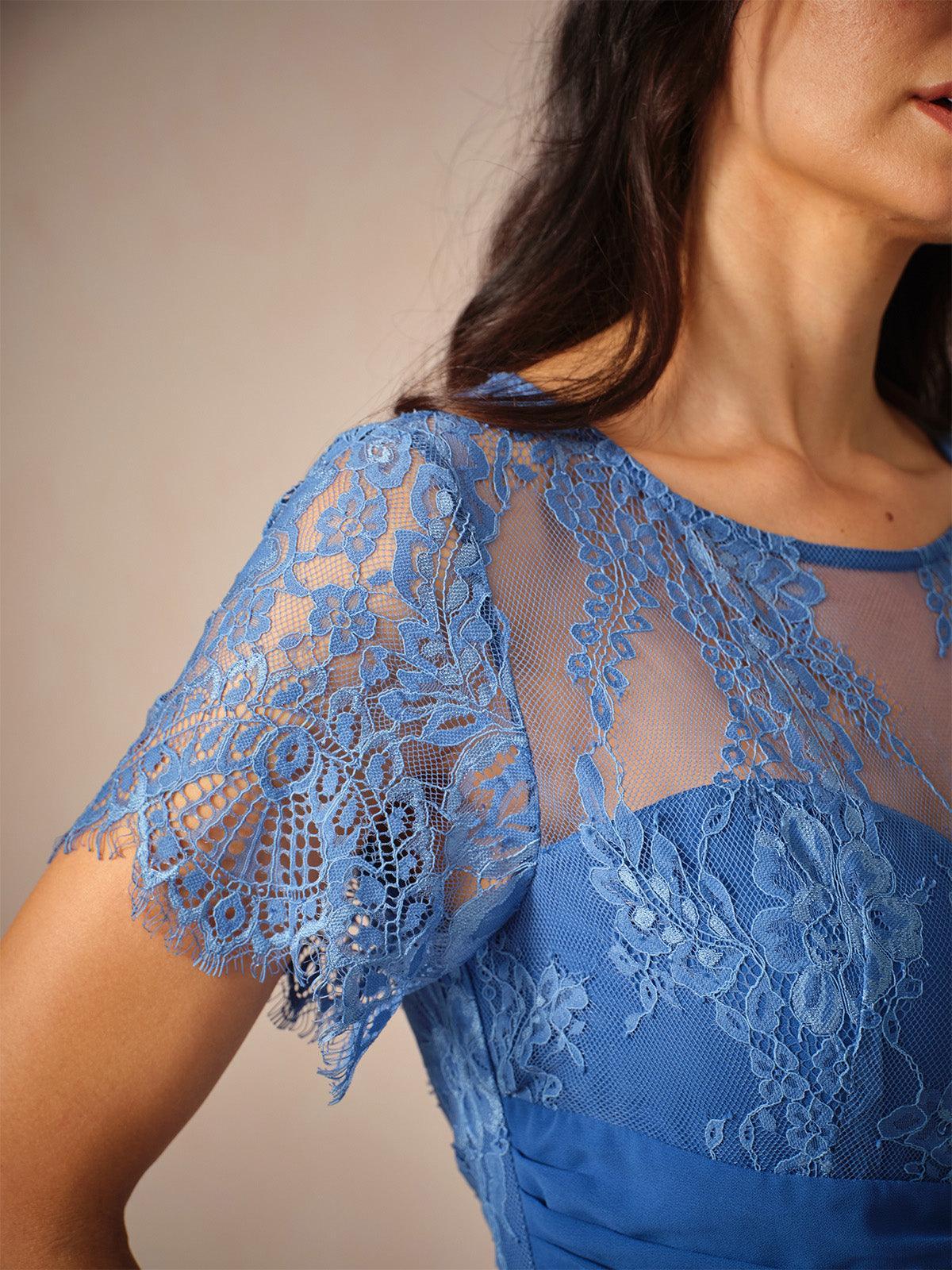 Elegant Knee-Length Lace Dress With Sheer Chiffon Jacket
