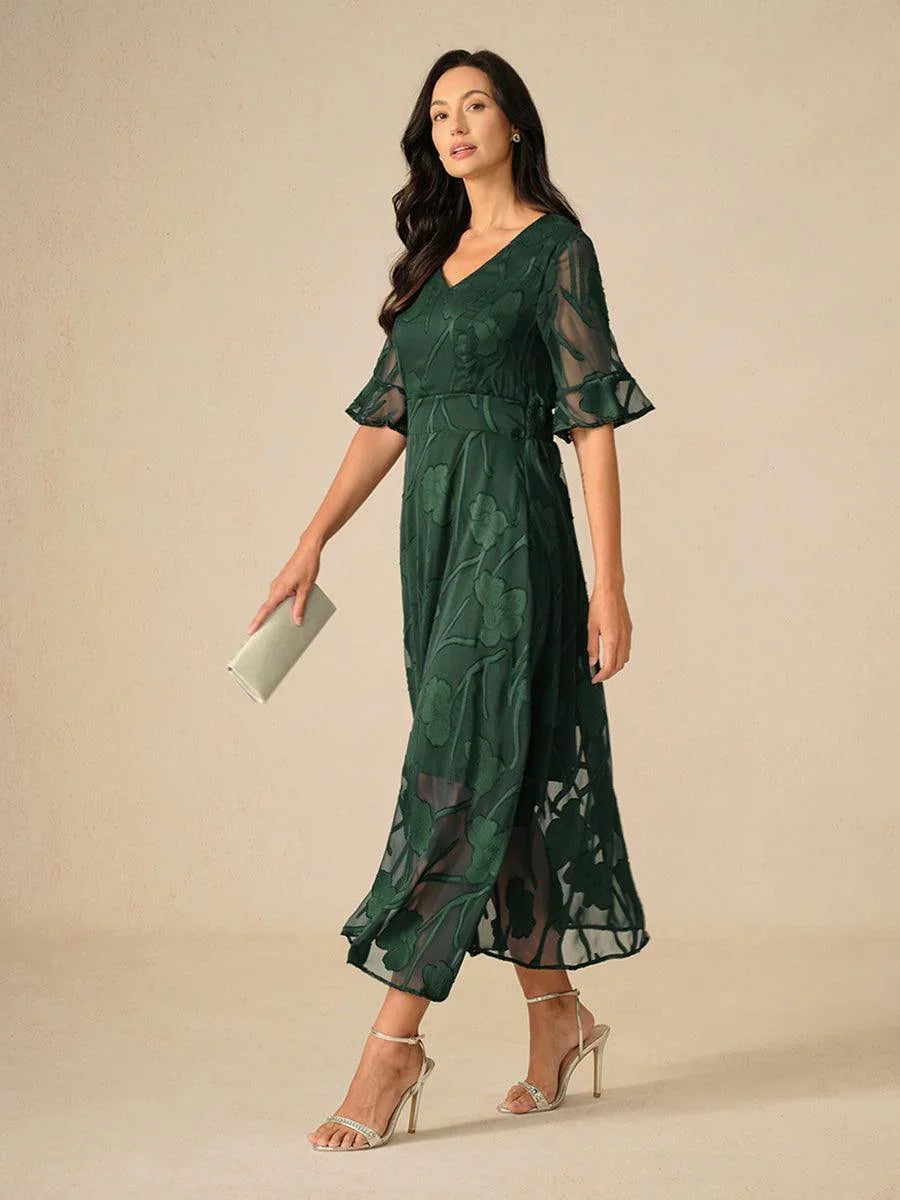 Floral Midi Semi Formal Dress