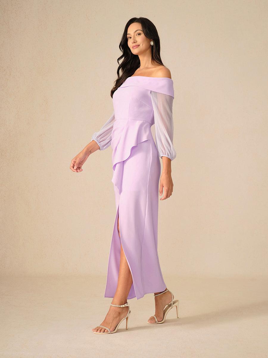 薰衣草露肩晚禮服