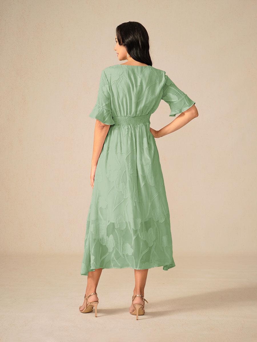 Ruffle Flutter Lace Maxi Dress