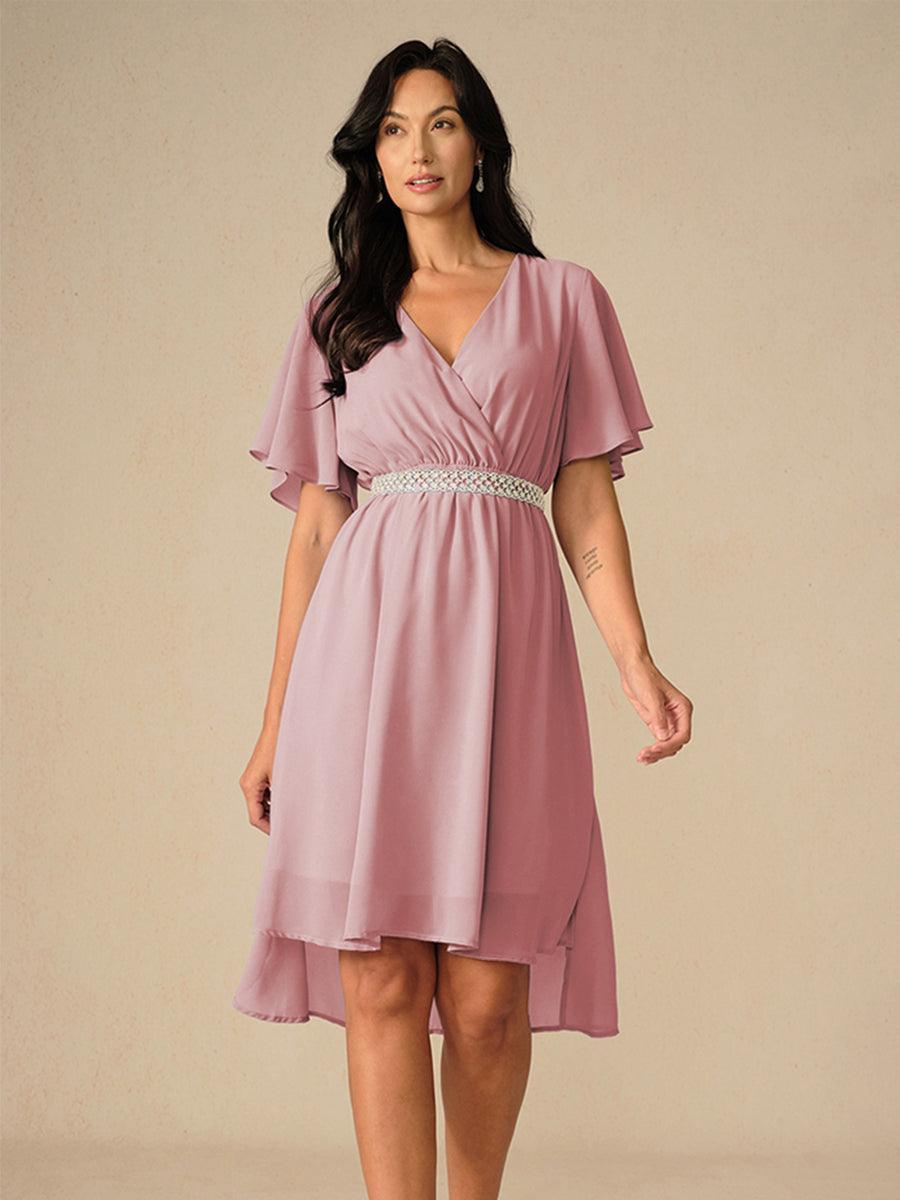 Elegantes pastellgrünes A-Linien-Chiffonkleid