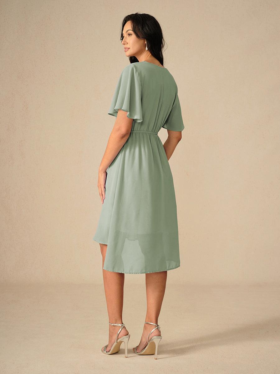 Elegantes pastellgrünes A-Linien-Chiffonkleid
