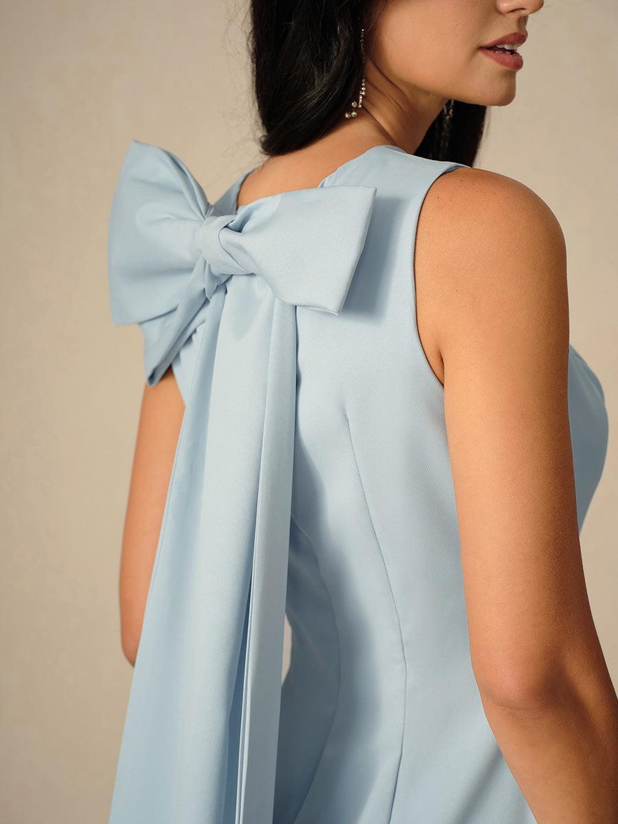 Elegantes himmelblaues Taft-Abendkleid