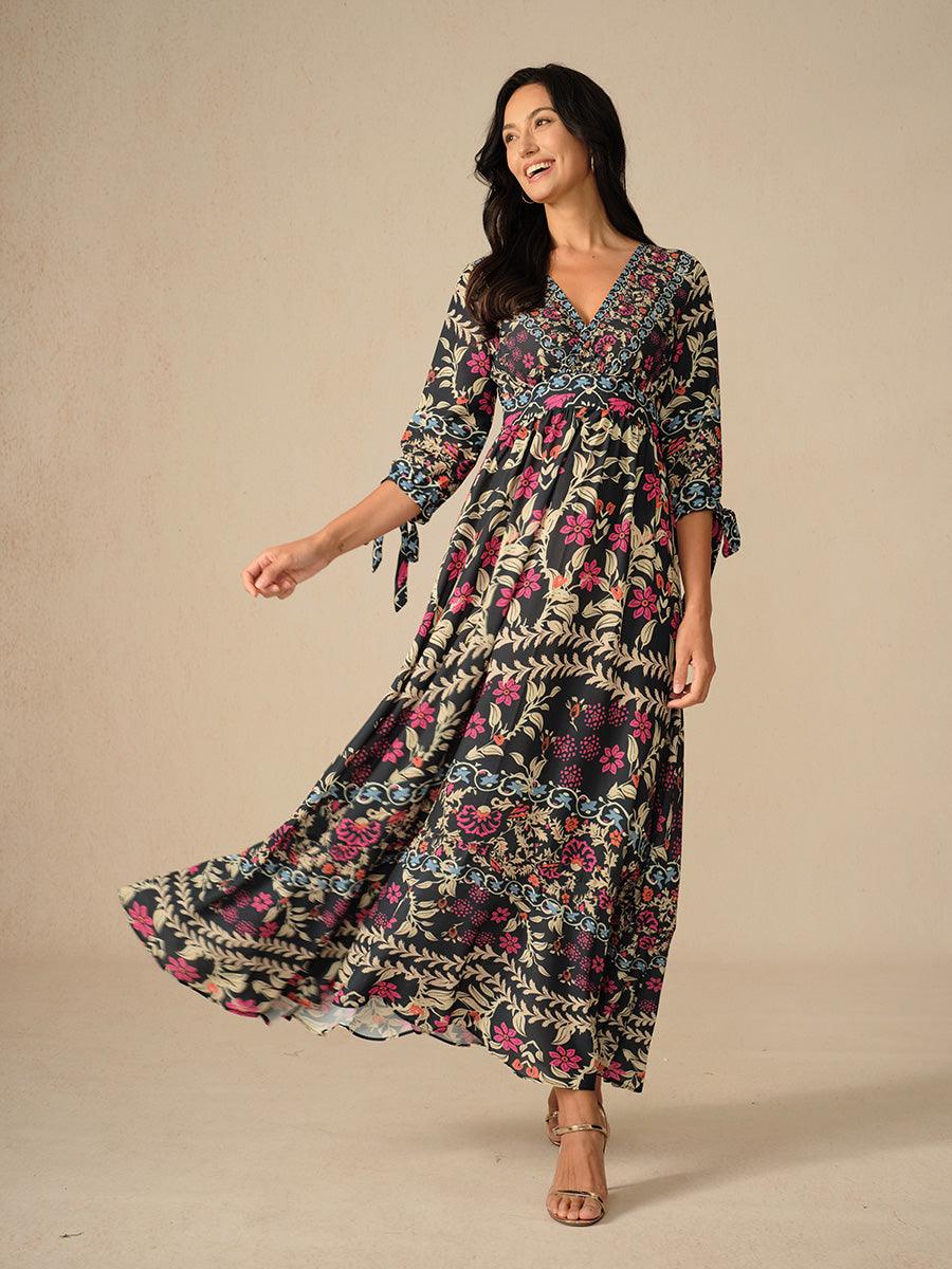 Bohemian Floral Chiffon Maxi Dress