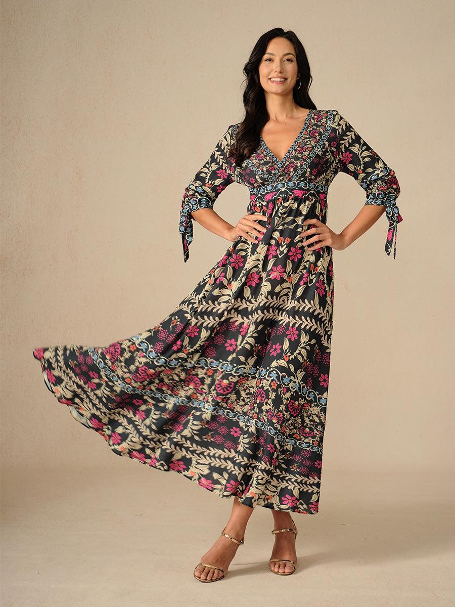 Bohemian Floral Chiffon Maxi Dress