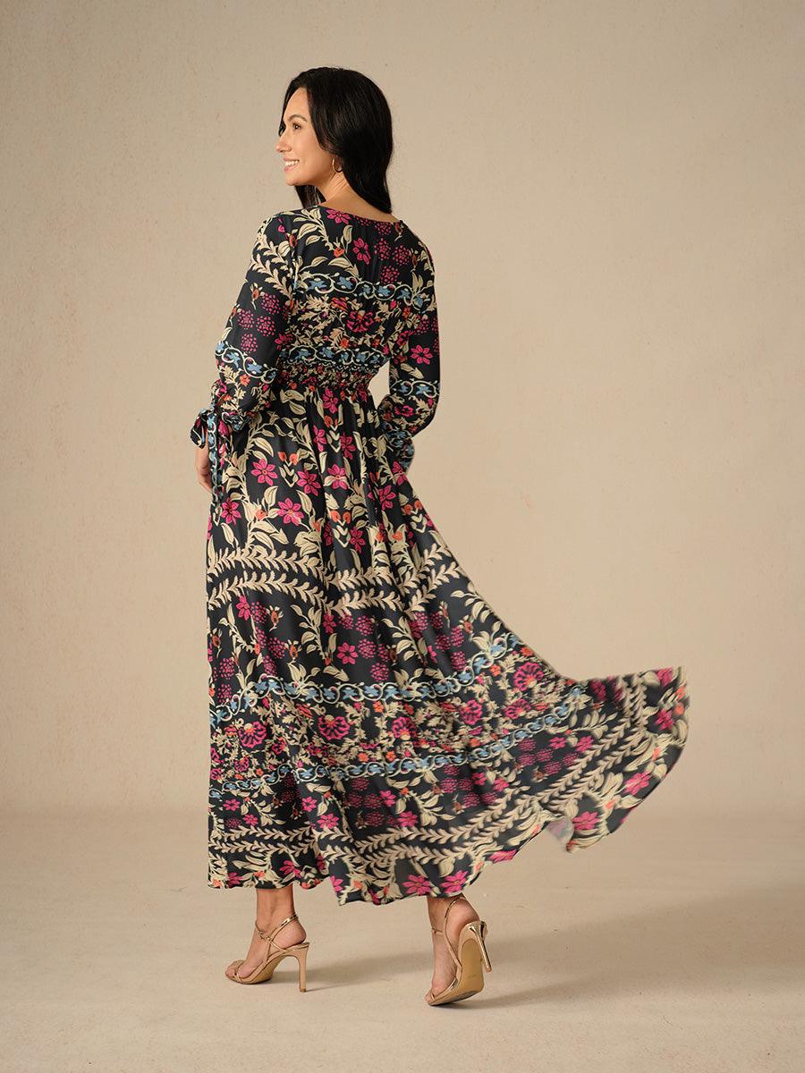 Bohemian Floral Chiffon Maxi Dress