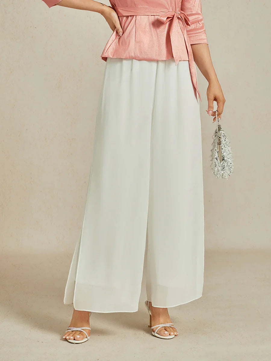 Pantalon uni à jambe large et taille haute