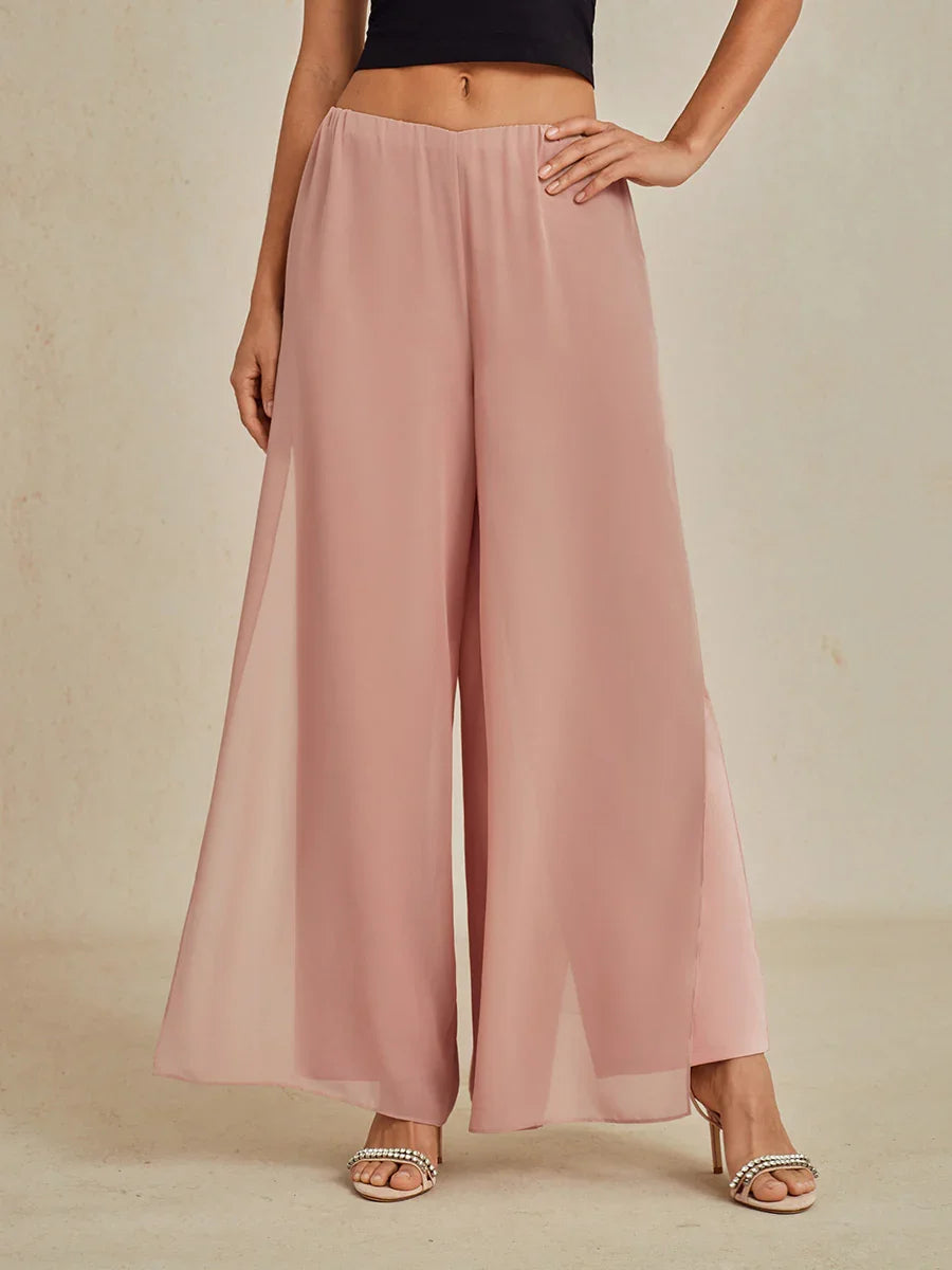 Pantalon uni à jambe large et taille haute