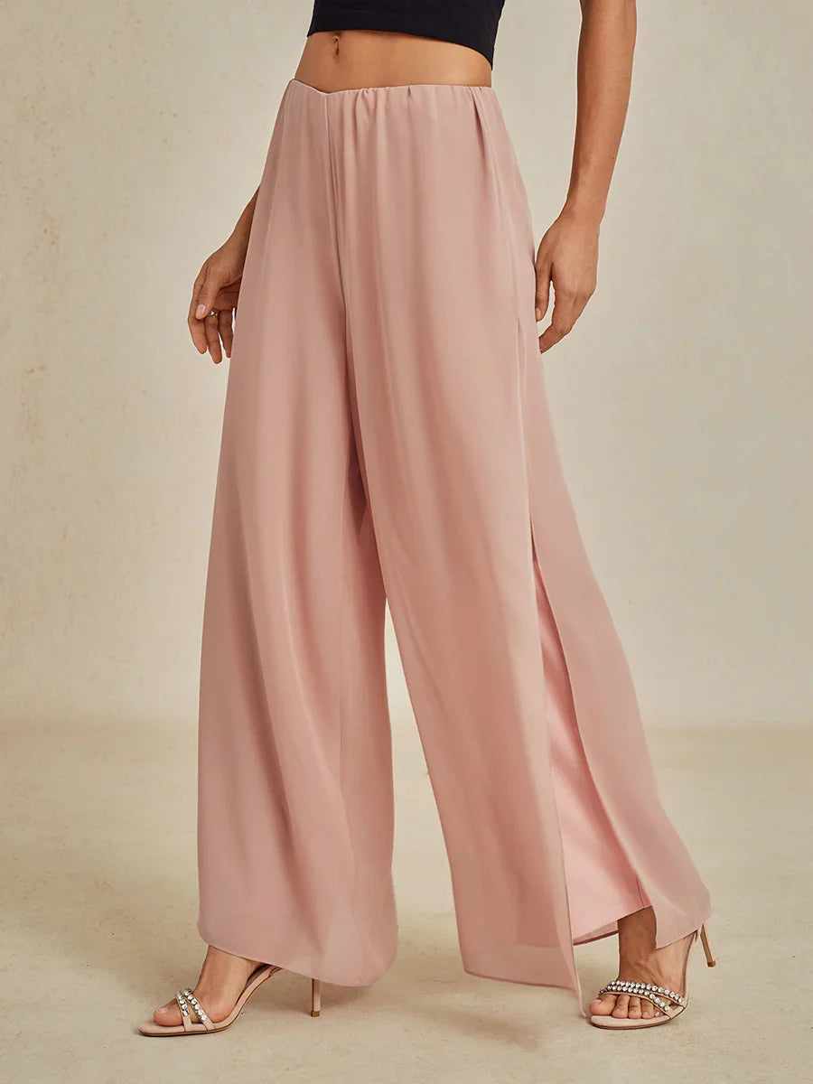 Pantalon uni à jambe large et taille haute