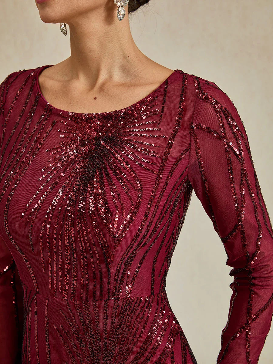 Beaded Sequin Floor-Length Mermaid Dress