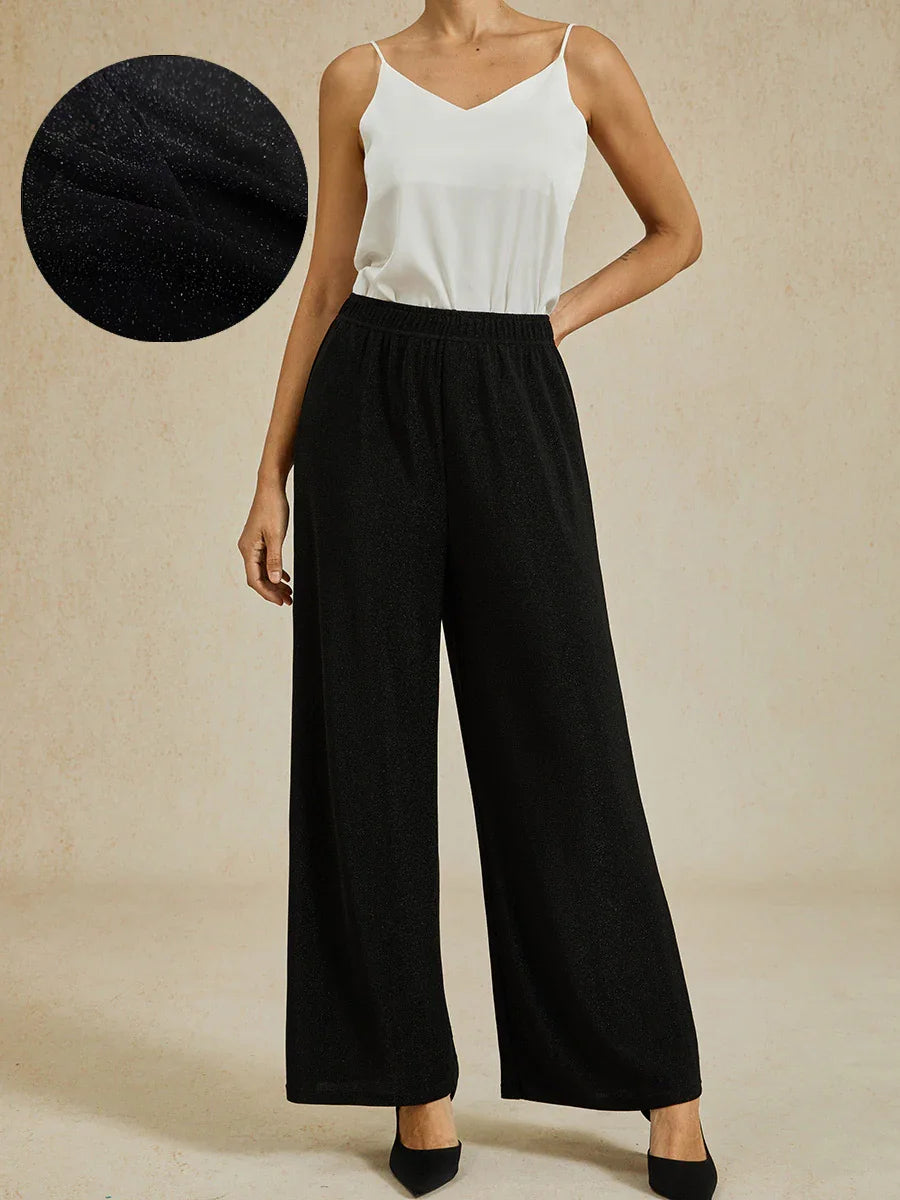 Metallic Knit Straight Leg Pants