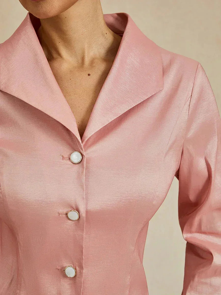 3/4 Sleeve Stretch Shimmer Taffeta Blouse