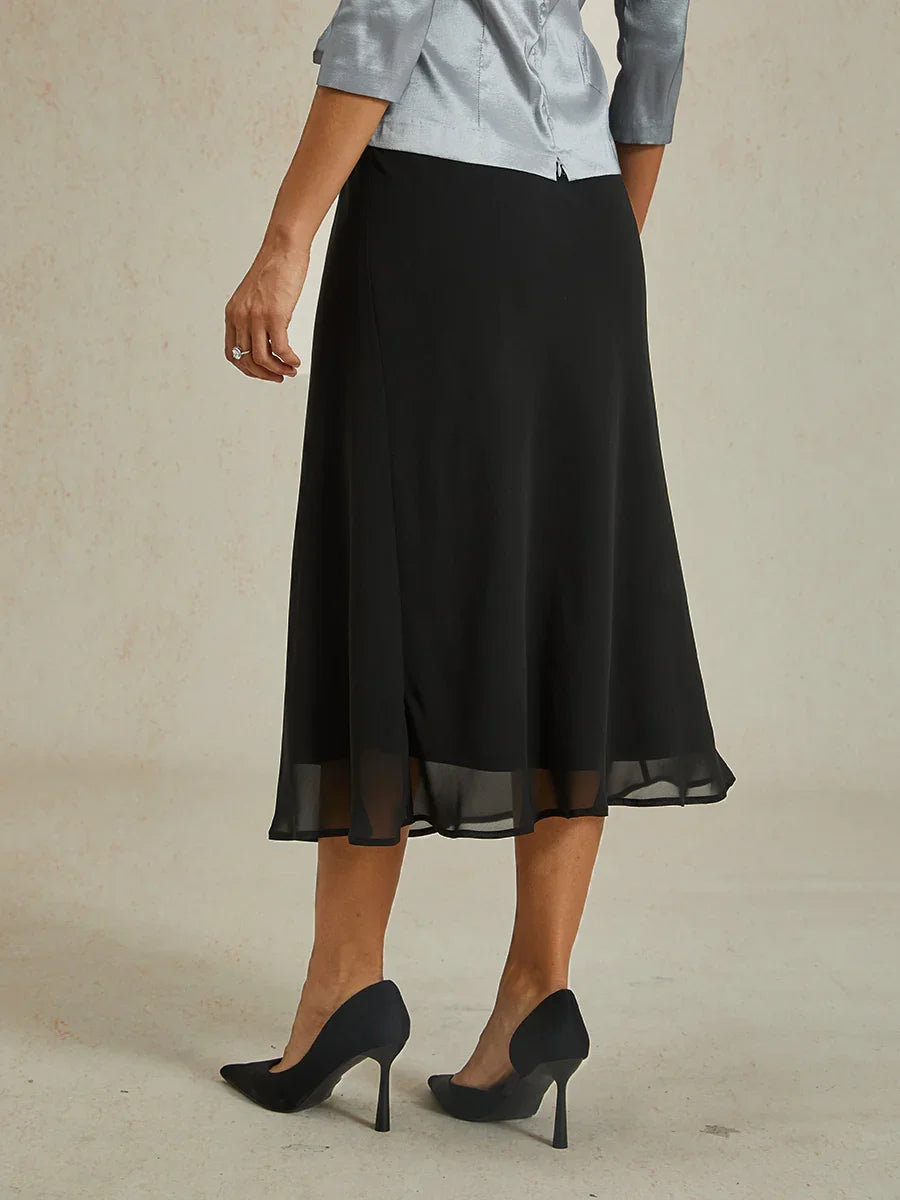Flowy Panel Chiffon Tea-Length Skirt