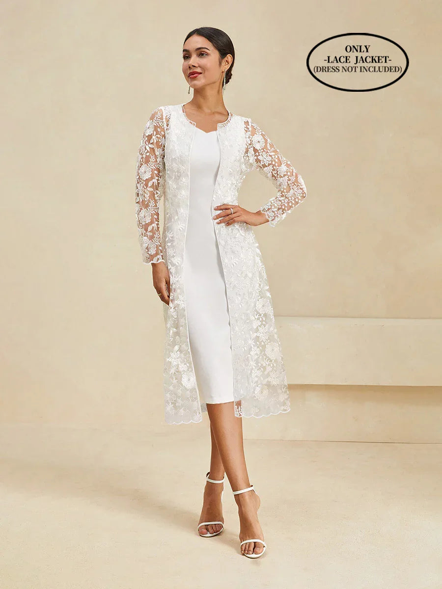 Long Floral Embroidered Lace Jacket