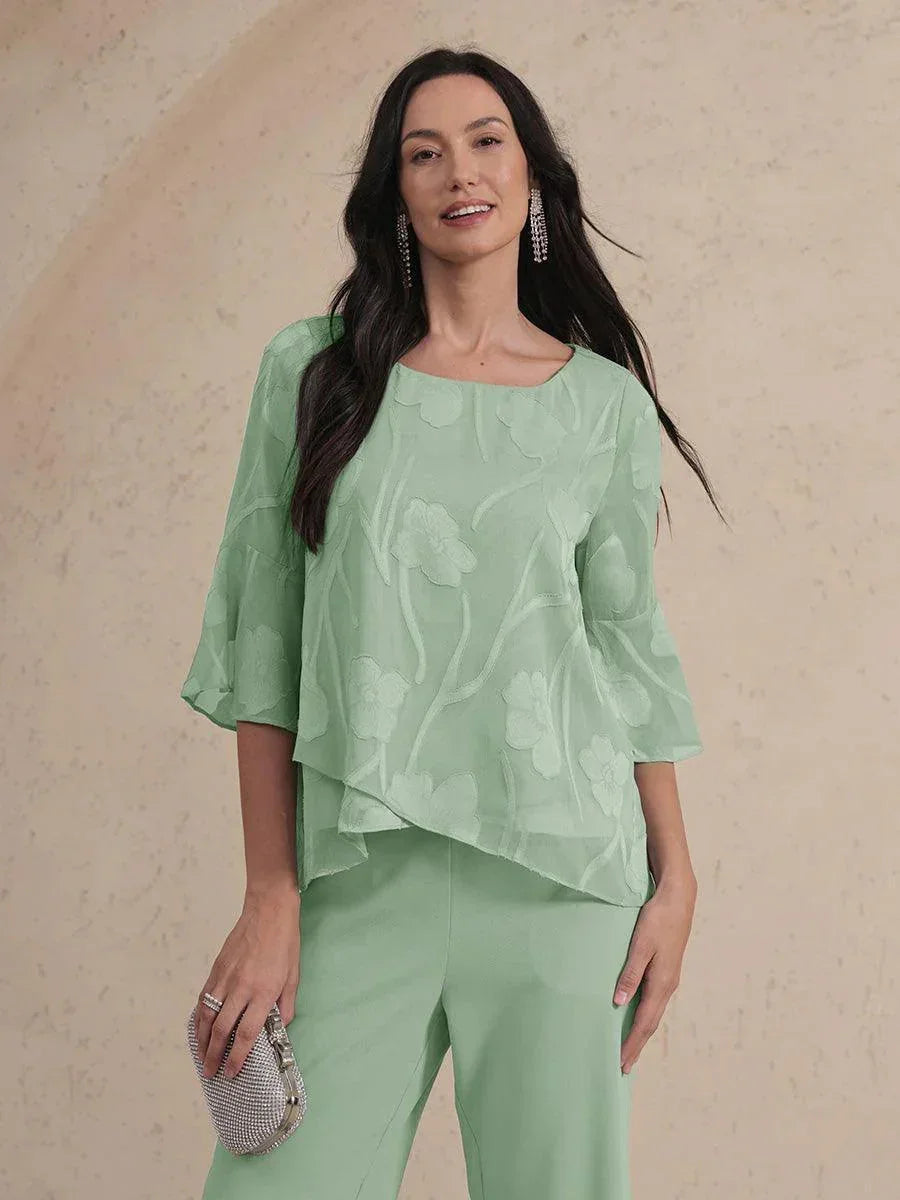 Elegante Chiffonbluse mit asymmetrischem Saum