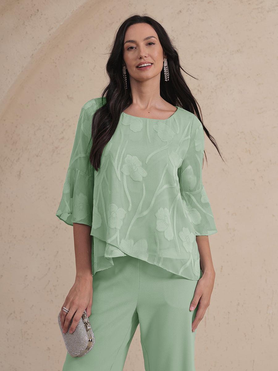 Dressy Chiffon Asymmetric Hem Blouse