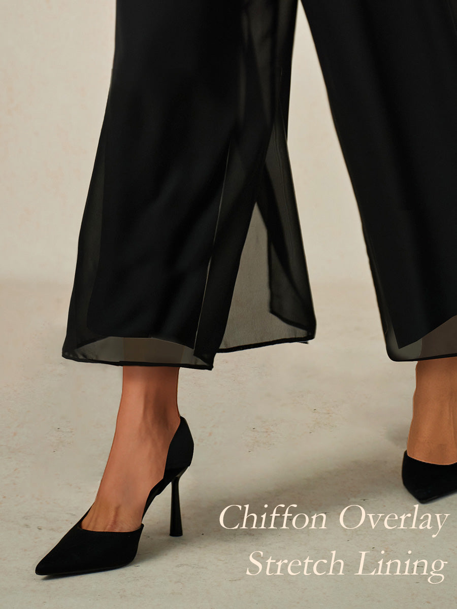Schlichte Hose mit weitem Bein und hoher Taille