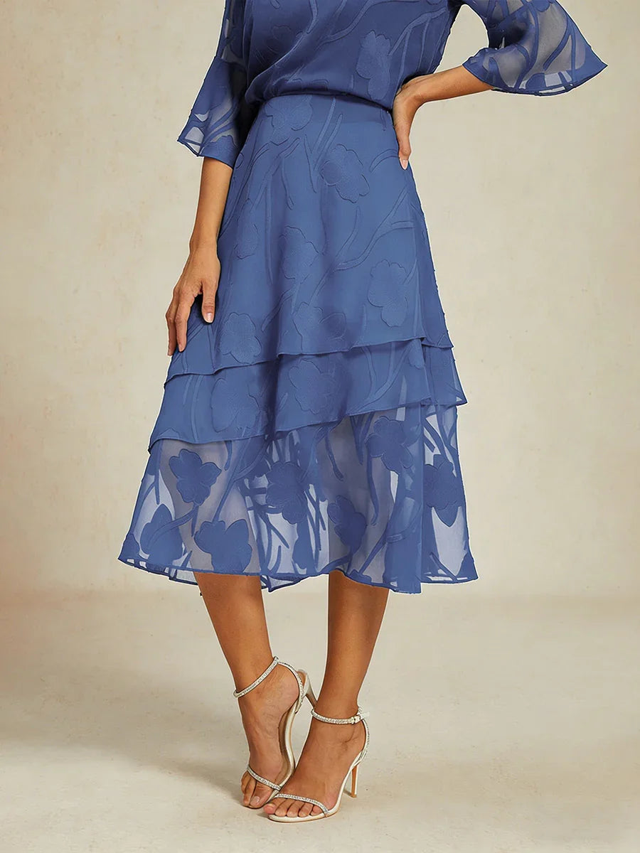 花卉雪紡中長裙