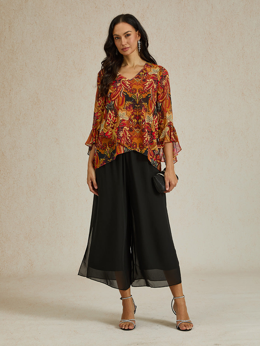 Schlichte Hose mit weitem Bein und hoher Taille