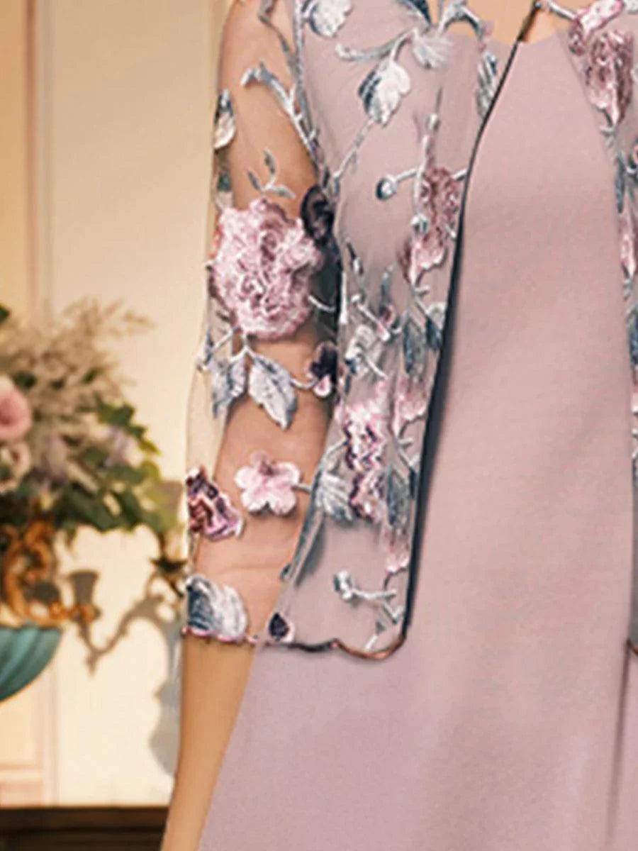 Floral Embroidered Lace Jacket With Scallop Detail