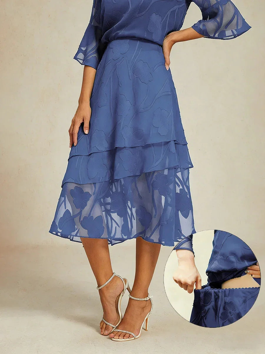 Chiffon-Midirock mit Blumenmuster