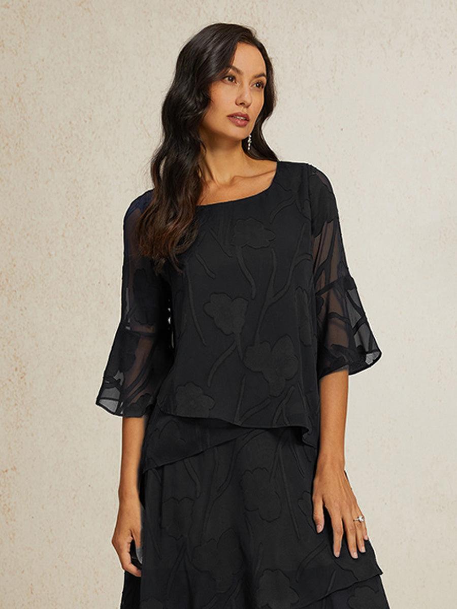 Dressy Chiffon Asymmetric Hem Blouse