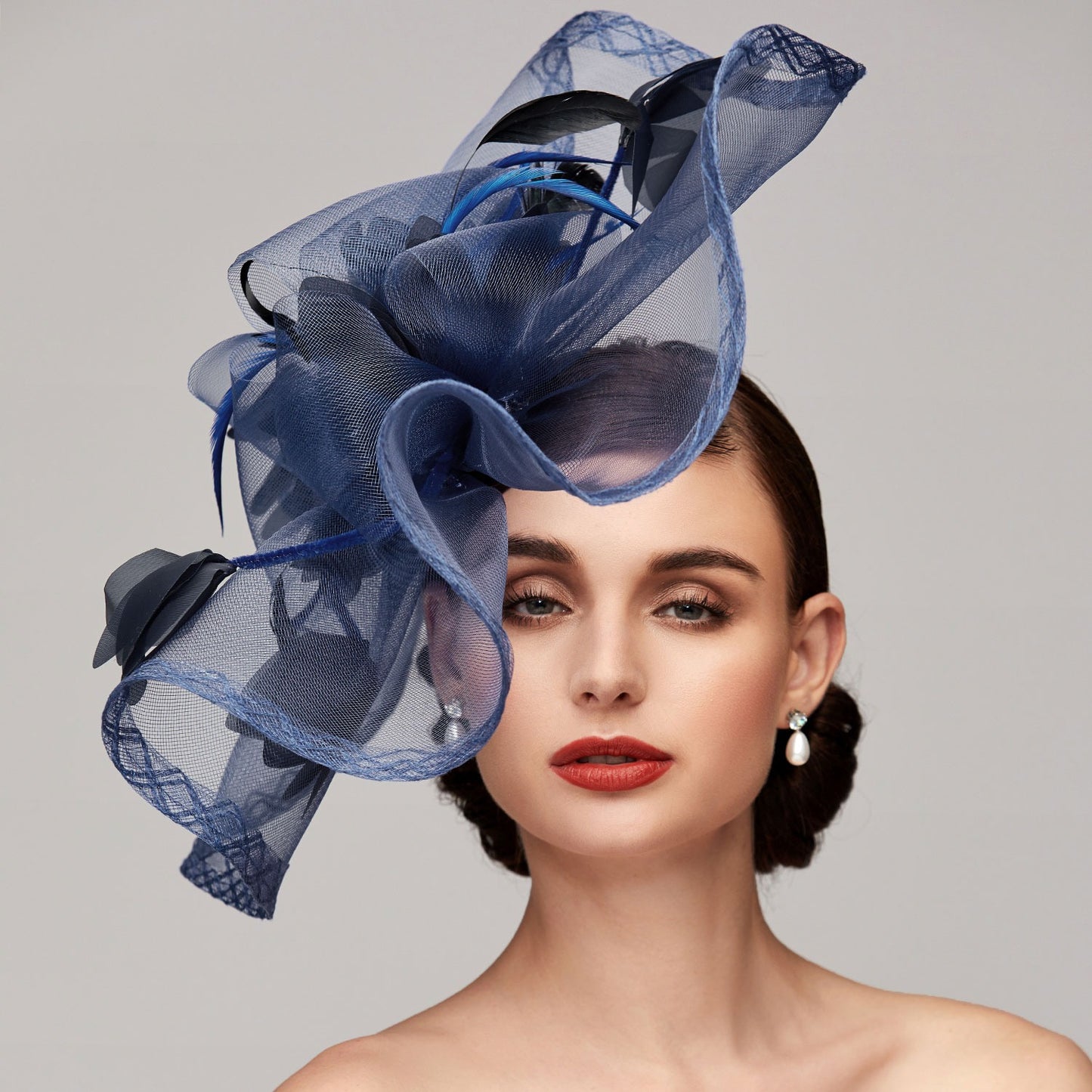 Flowers Feather Net Kentucky Derby Hat