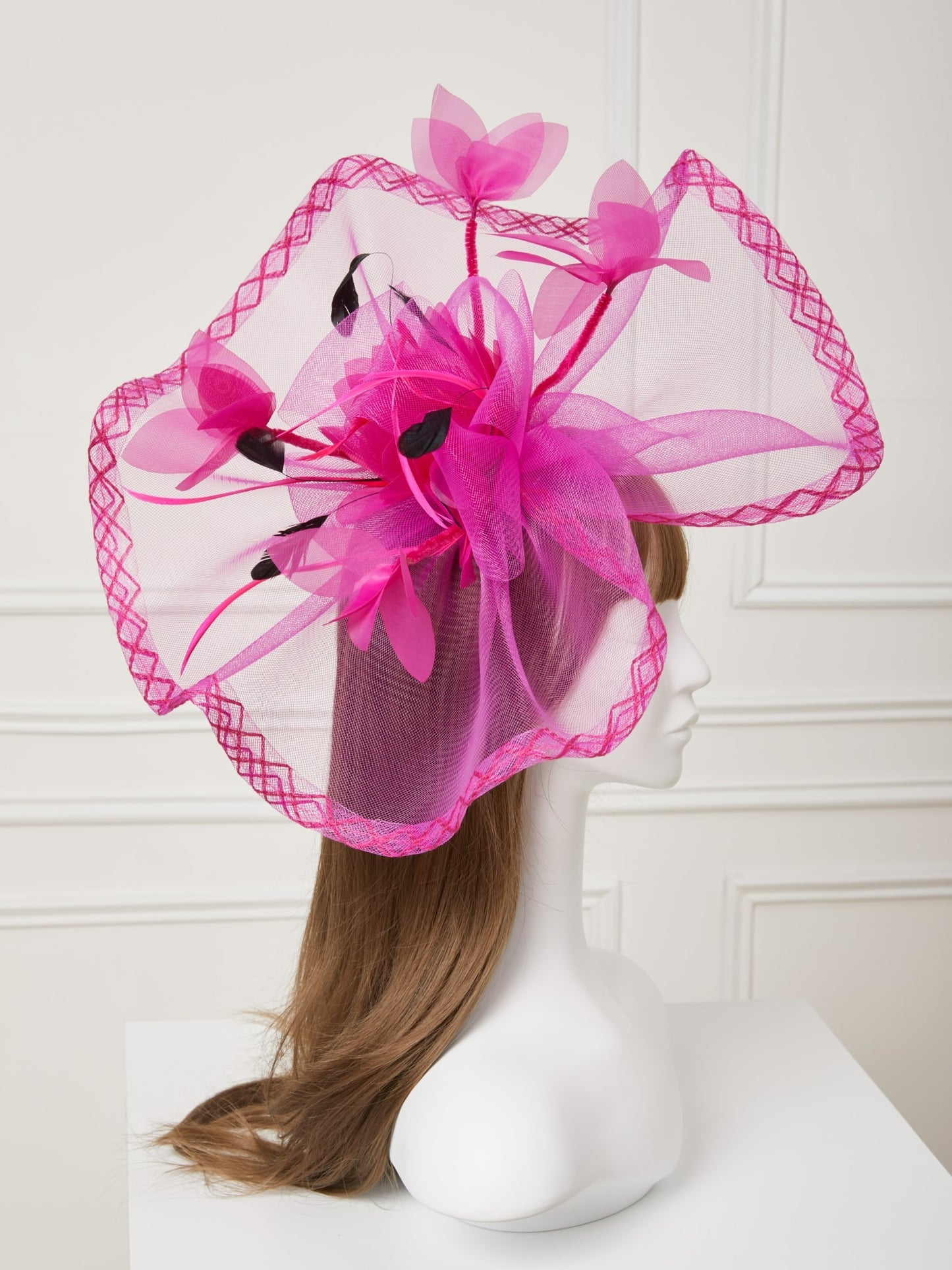 Flowers Feather Net Kentucky Derby Hat