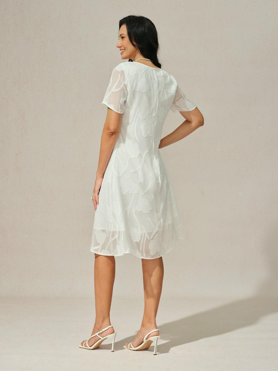 Robe trapèze en mousseline transparente à fleurs, longueur genou